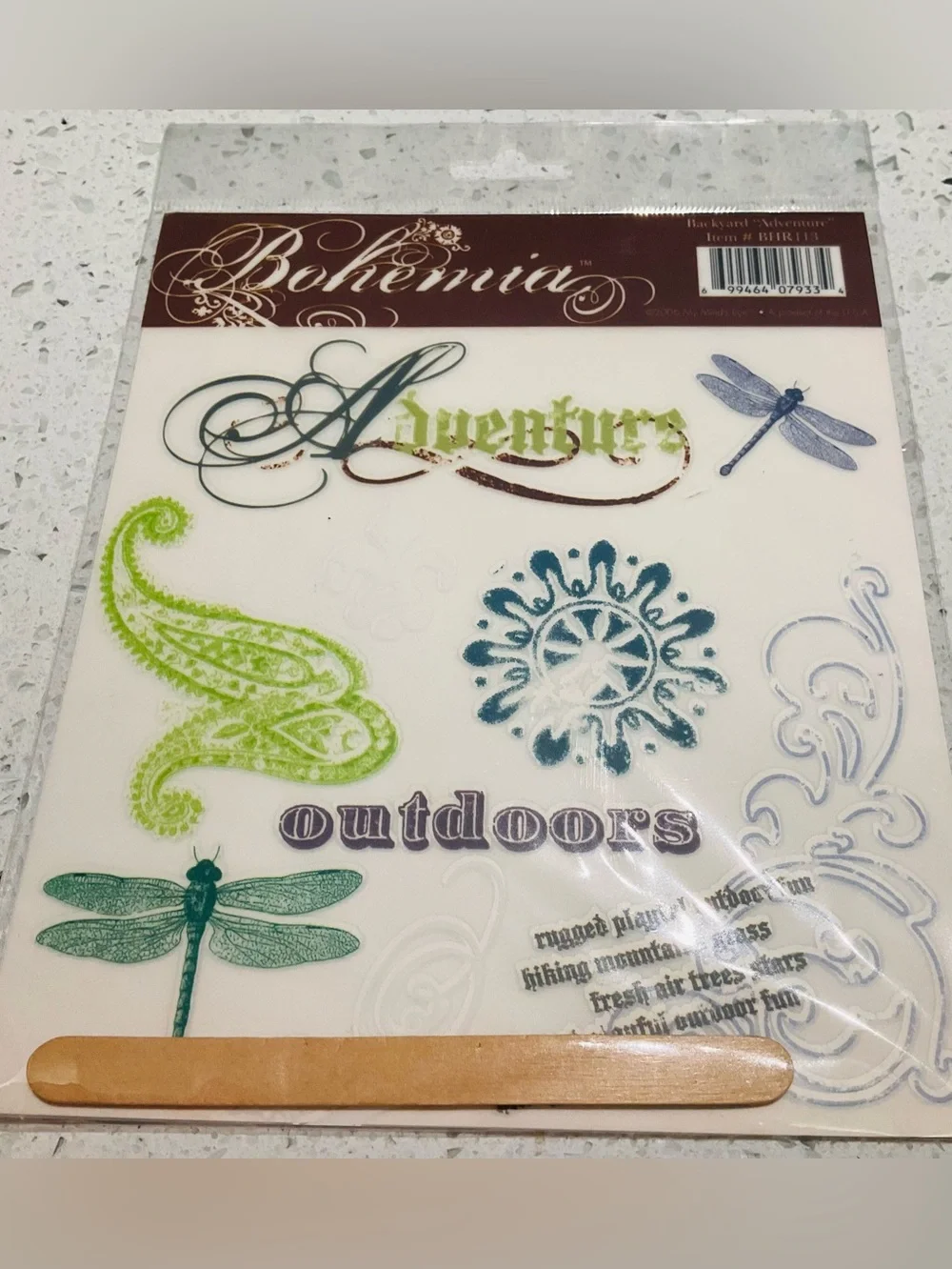 NIP 7pc Vintage 2006 My Minds Eye Bohemia Rub Ons Scrapbooking Paper Crafts DIY